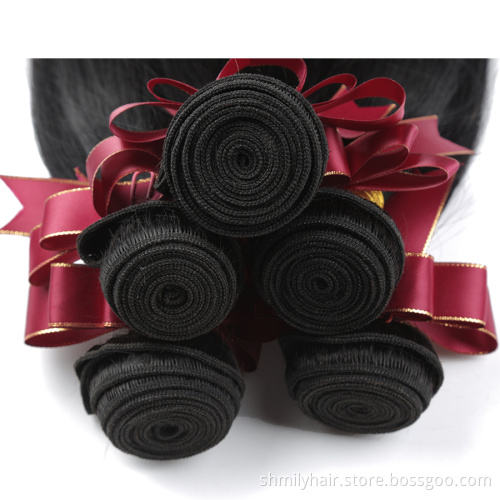 Wholesale Natural Color Real Brazilian Silky Straight Wave Human Hair Extension For Black Women